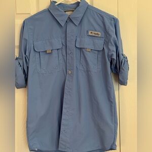 Columbia Light Blue Long-Sleeve Performance Button-Down Shirt